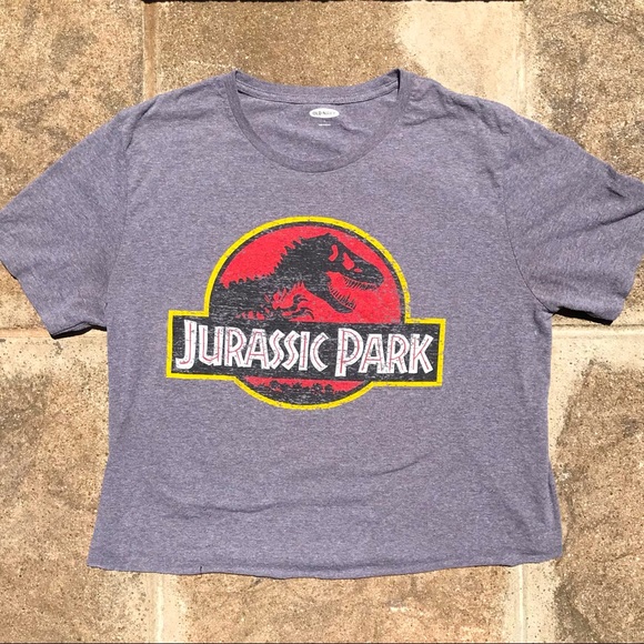 Old Navy Cropped Jurassic Park Tee -  L/G - Picture 2 of 5